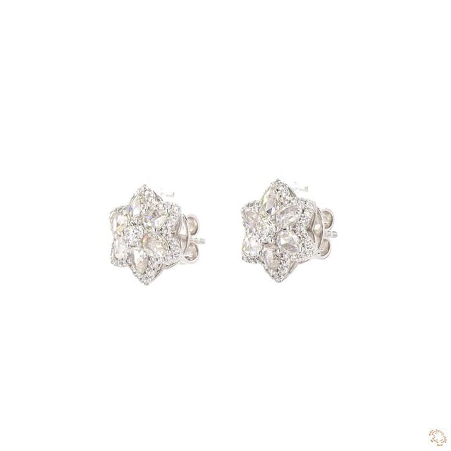 Modern 2.5 Carat Round Brilliant Cut Diamond Gold Earrings, Pair For Sale - Image 3 of 9