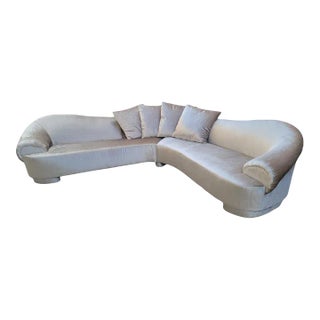 Postmodern Curved Sectional Sofa Carson's Style Newly Reupholstered For Sale