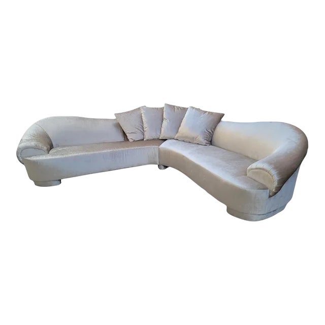 Postmodern Curved Sectional Sofa Carson's Style Newly Reupholstered For Sale