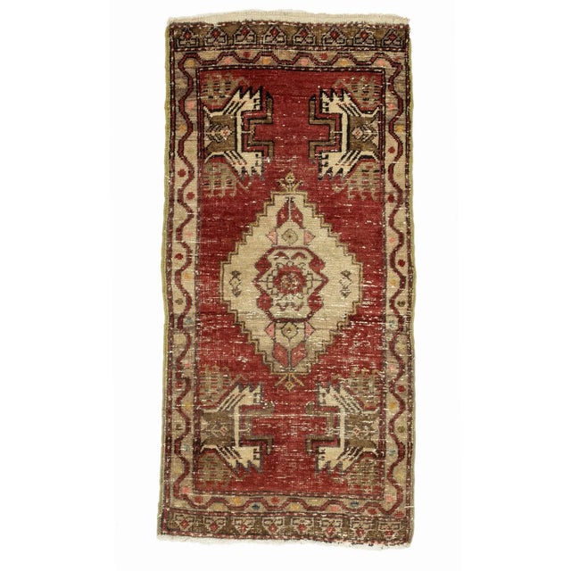Distressed Mini Vintage Rug For Sale - Image 4 of 4