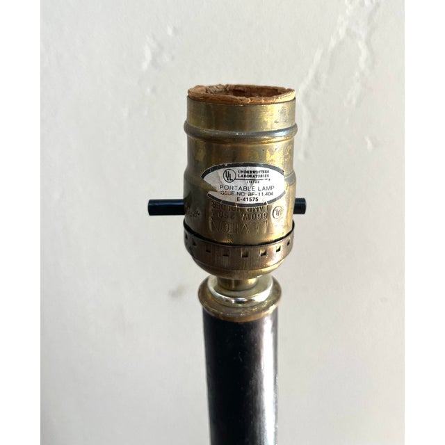 Bronze Empire-Style Bronze Tall Table Lamp With Heron Bird and Glass Base For Sale - Image 8 of 10