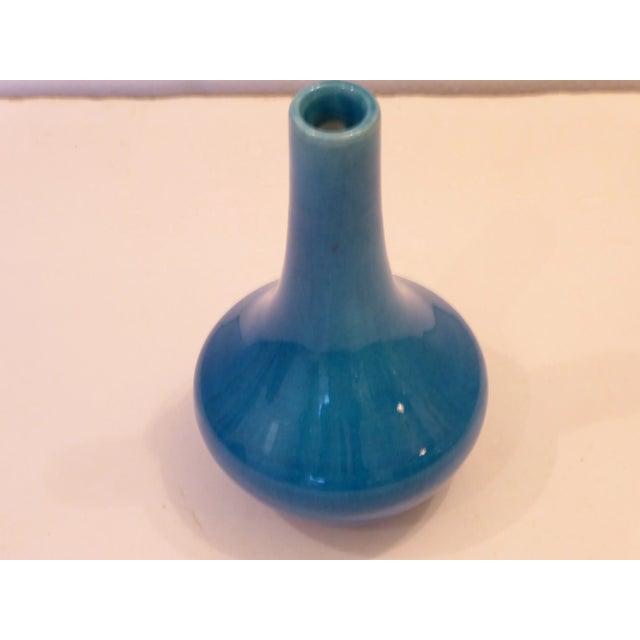 Japanese Antique Fred Roberson Turquoise Crackle Glaze Vase For Sale - Image 3 of 5