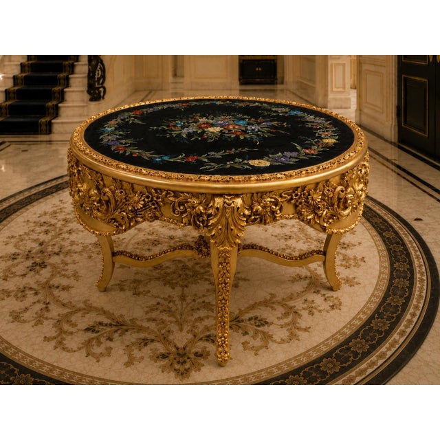 Late 20c Italian Artisan Baroque Gold Beech Center Table For Sale - Image 4 of 9