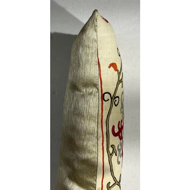 Single Antique Silk Embroidery Suzani Pillow For Sale - Image 11 of 12
