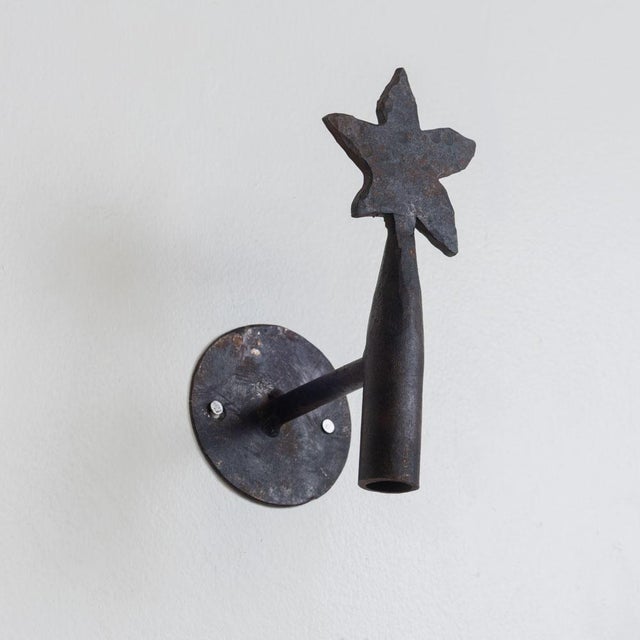 Metal 1950s Spanish Iron Flower Wall Hook For Sale - Image 7 of 9