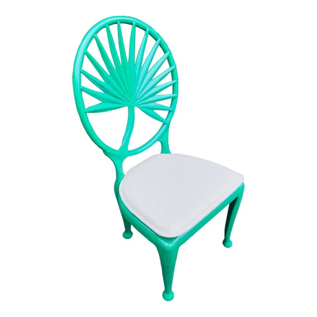 Vintage Coastal Tropitone Cast Aluminum Palm Leaf Dining Chair For Sale