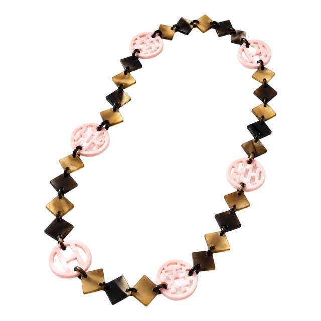 Hermès Buffalo Horn & Lacquer Long Collar Necklace For Sale