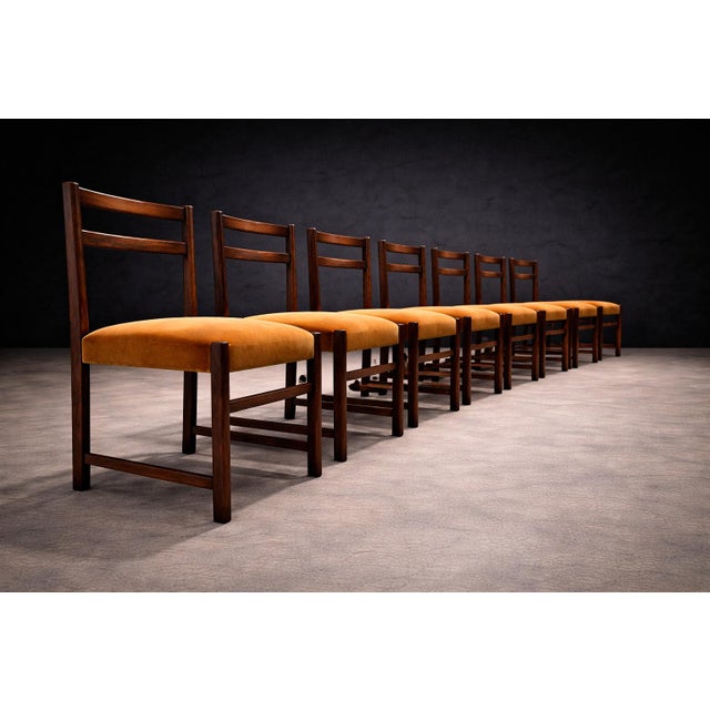 Mid-Century Modern Monumental Set of Twelve Brazilian Modern Rosewood Dining Chairs by Celina With Saddle Mohair Upholstery, Brazil, 1960s For Sale - Image 3 of 14