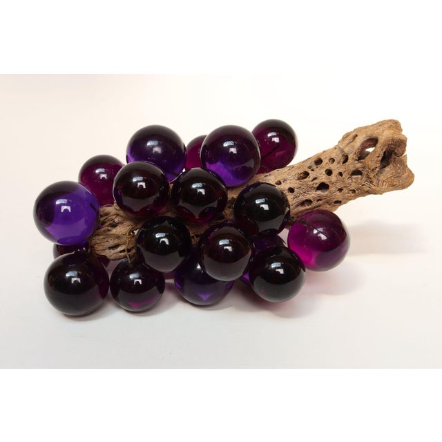 Vintage Mid-Century American Modern grape cluster centerpiece/decorative object (ca. 1960s). Composed of translucent...