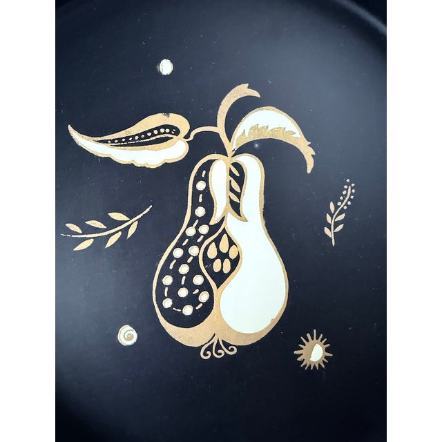 Metal Vintage Set Midcentury Stylized Fruit Tole Trays For Sale - Image 7 of 10