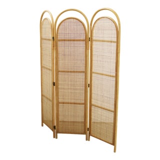 Sculptural Three-Part Room Divider in Rattan and Wicker, 1970s For Sale