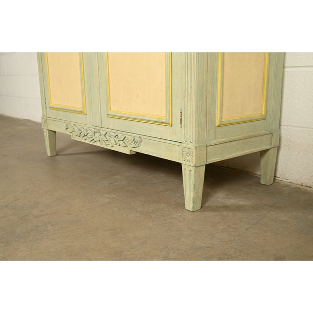 Baker Furniture French Regency Louis XVI Cream Lacquered Armoire Dresser or Linen Press, Circa 1960s For Sale - Image 10 of 16