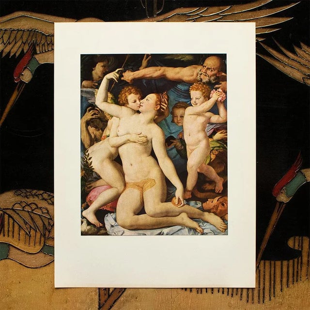 American 1955 After Bronzino "Venus, Cupid, Folly and Time", Vintage Full-Color Print For Sale - Image 3 of 8