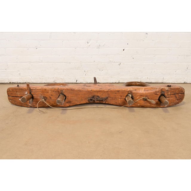 Antique Wooden Ox Yoke – Hand-Carved Farm Wall Sculpture For Sale - Image 14 of 14