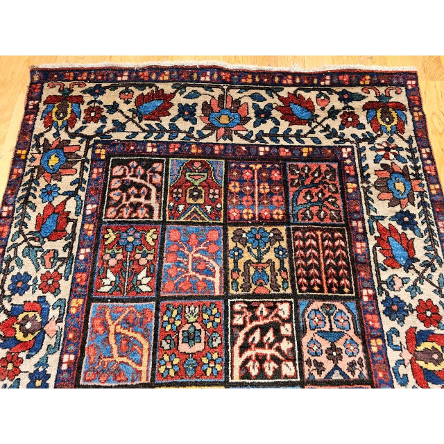Vintage Persian Bakhtiari Rug, Hand-Knotted Wool, Allover Garden Panel Pattern, Pale Yellow & Red,5x7 For Sale - Image 9 of 16