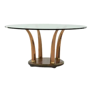 Zebrawood Macassar Ebony Faux Tusk Dining Table With Glass Top