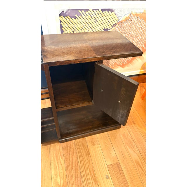Art Deco Wood Side Table With Cabinet Door and Magazine Rack For Sale - Image 4 of 4