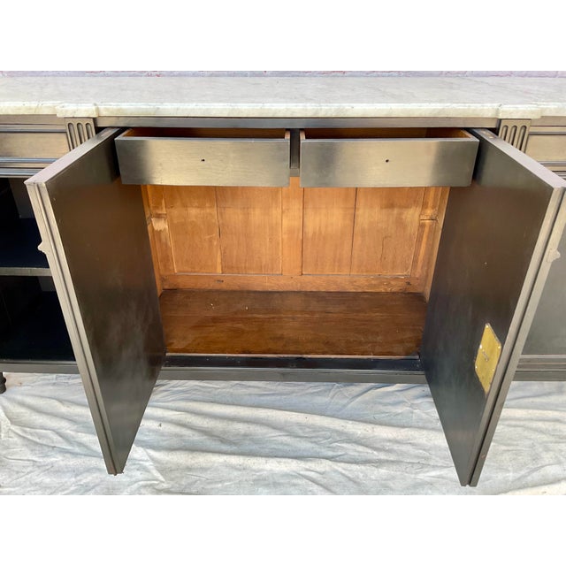 French Louis XVI Painted Sideboard - Enfilade With Marble Top 19th Century For Sale - Image 11 of 13