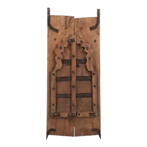 Antique Rustic Country Style Teak Wood Arched Natural Distressed Window Shutter