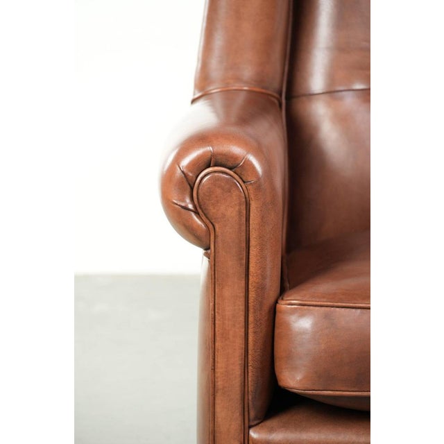 Large Wing Chair in Sheepskin Leather For Sale - Image 10 of 15
