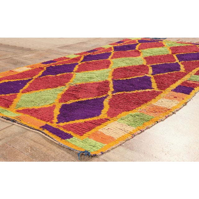 Red Vintage Boujad Boucherouite Moroccan Rug, 04'05 X 08'03 For Sale - Image 8 of 10