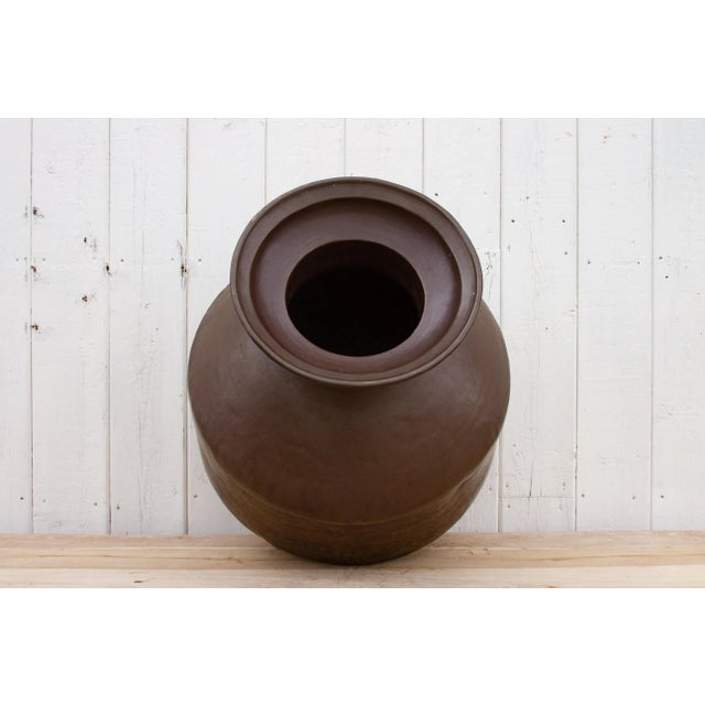 Metal Tall Antique Brass Hammered Container For Sale - Image 7 of 11