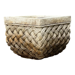 Vintage Basketweave Stone Planter