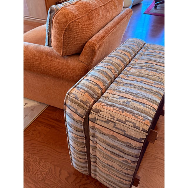 1990s Ultra Comfy 3 Piece Set Beacon Hill Custom Oversized Lounge Club Chairs With Coordinated Pillows Matching Upholstered Ottoman For Sale - Image 5 of 14
