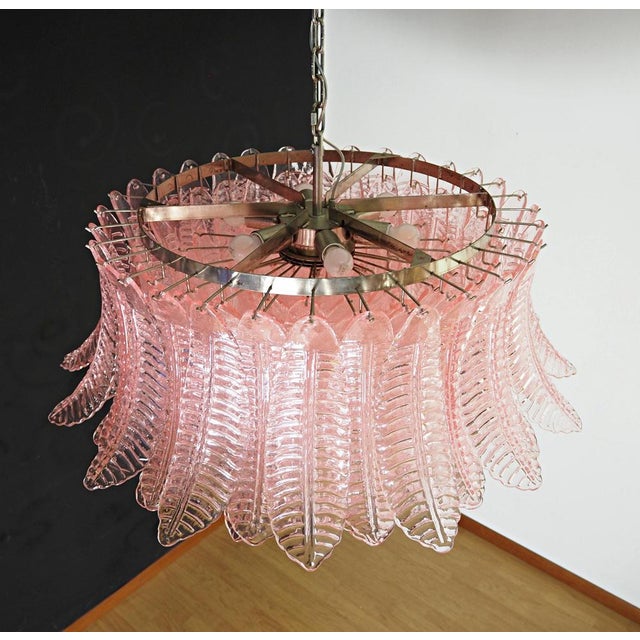 Italian Pink Glass Ceiling Light Chandelier, Murano, 1990s For Sale - Image 9 of 17
