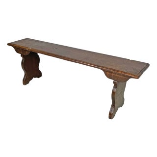 Italian Antique Rectangular Wooden Bench, 1890s For Sale