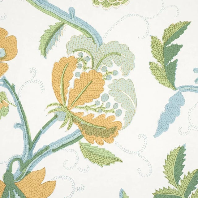 Contemporary Schumacher Indali Wallpaper in Citron & Mineral - 10 Yards For Sale - Image 3 of 5