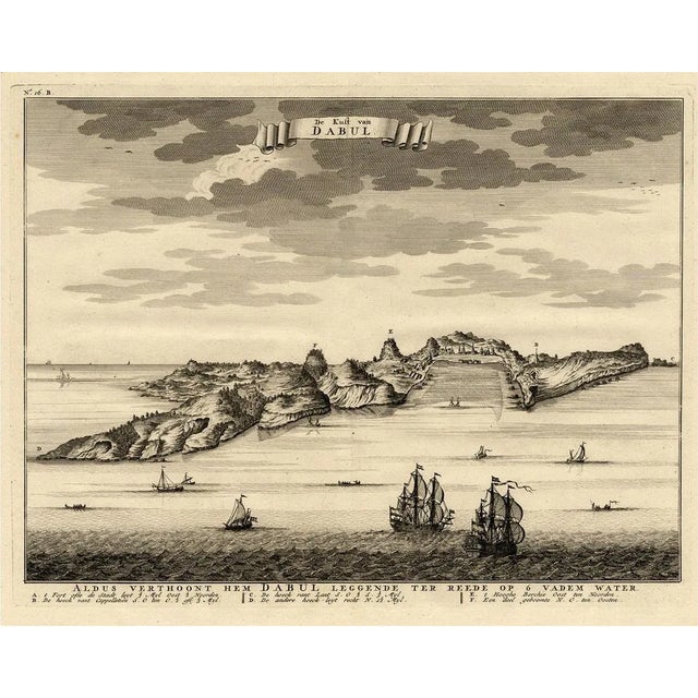Coast of Dabhol or Dabul, Ratnagiri, Maharashtra in India, 1726, Print For Sale