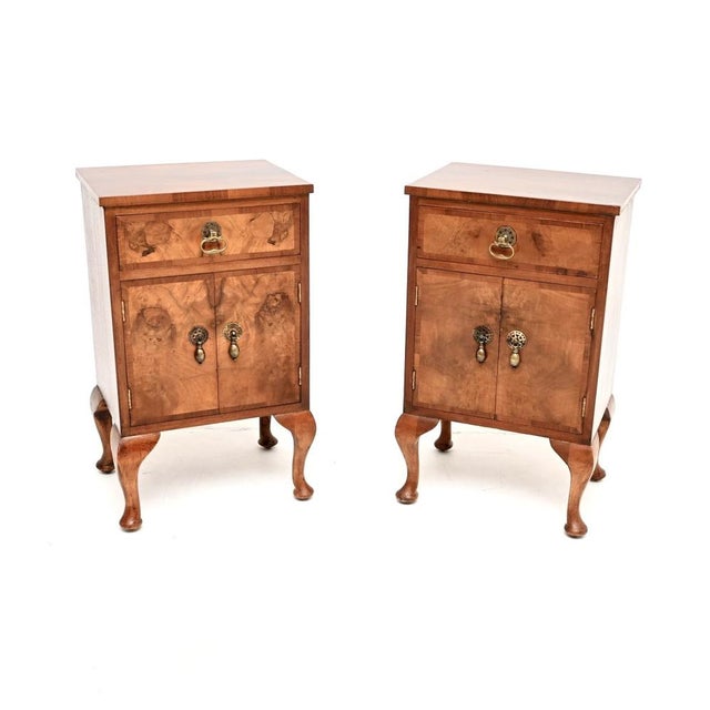 Vintage Burr Walnut Bedside Cabinets, 1930, Set of 2 For Sale - Image 11 of 11