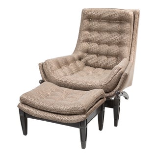 Gondola Chair and Ottoman in Fortuny Fabric For Sale