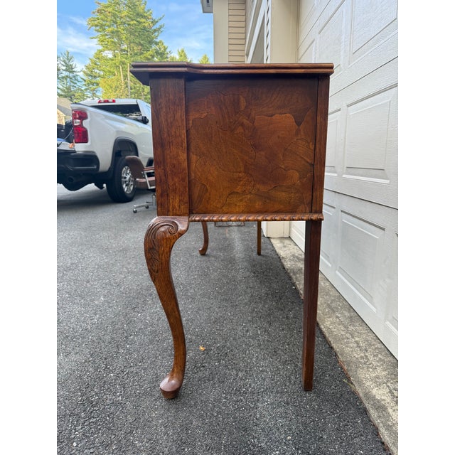 Vintage English Georgian Style Queen Anne Burled Wood Sideboard Credenza For Sale - Image 10 of 13