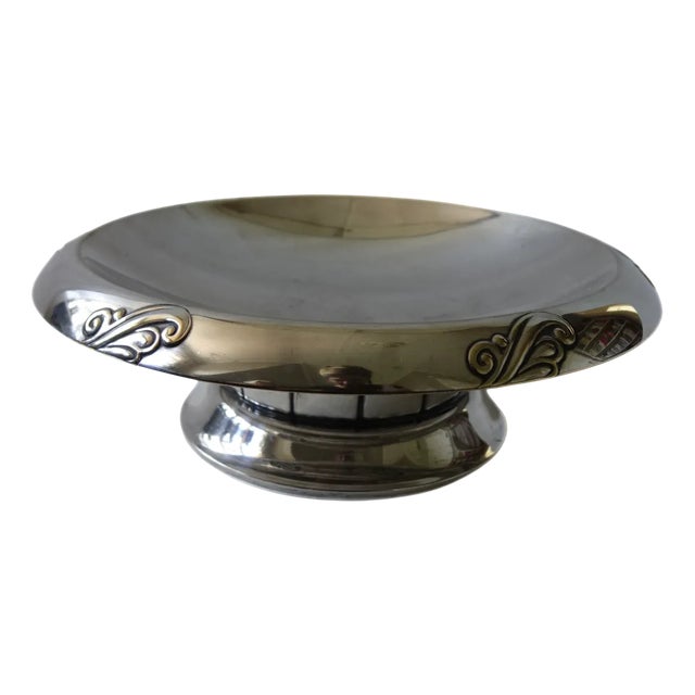 Silver Plated Bowl on Foot from Jugend Design, Sweden, 1920s For Sale