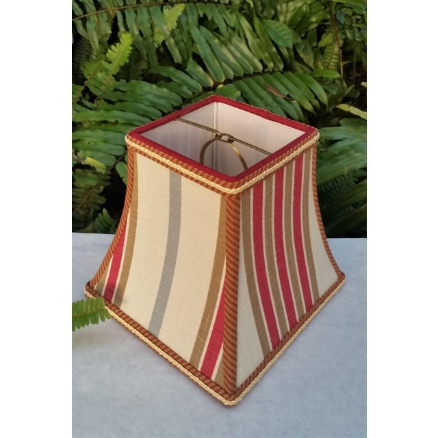 Striped Red Brown Blue Gray Square Bell Clip On Lamp Shade Chairish