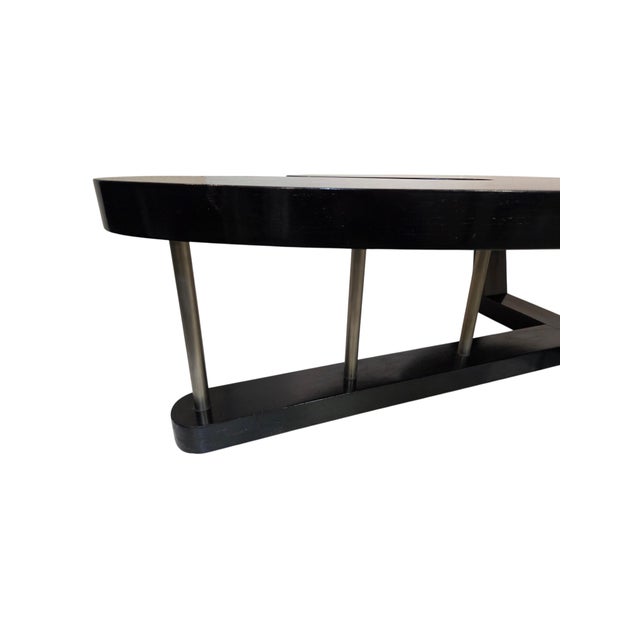 Large Biomorphic Kidney Shaped Two-Tone Mahogany & Black Coffee / Cocktail Table For Sale - Image 15 of 18