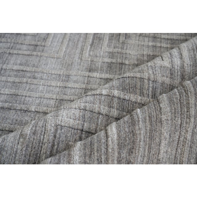 Exquisite Rugs Exquisite Rugs Castelli Handmade Bamboo Silk & Cotton Gray Rug-10'X14' For Sale - Image 4 of 7