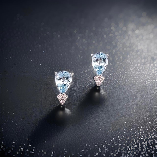 Natural Aquamarine Diamond Earrings 14k Gold 3.07 TCW Certified For Sale In New York - Image 6 of 12