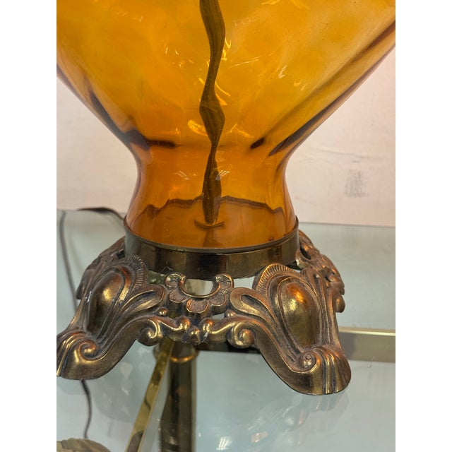 Hollywood Regency Vintage Sculptural Glass Table Lamps, Pair For Sale - Image 12 of 12
