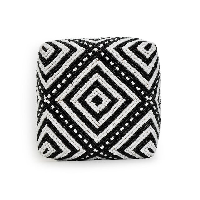 Modern Bamboo Beaded Vintage Black & White Box Small For Sale - Image 3 of 5