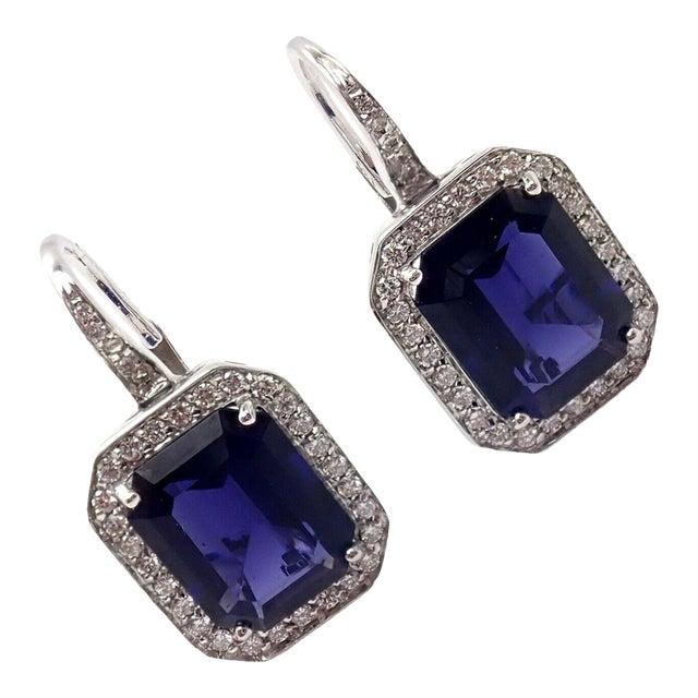 Pasquale Bruni 18k White Gold Iolite Diamond Earrings, Pair For Sale
