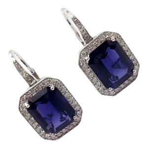Pasquale Bruni 18k White Gold Iolite Diamond Earrings, Pair