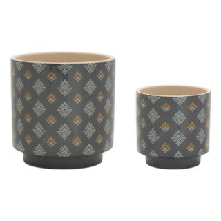 Mini Floral Pattern Planter (Set of 2) For Sale