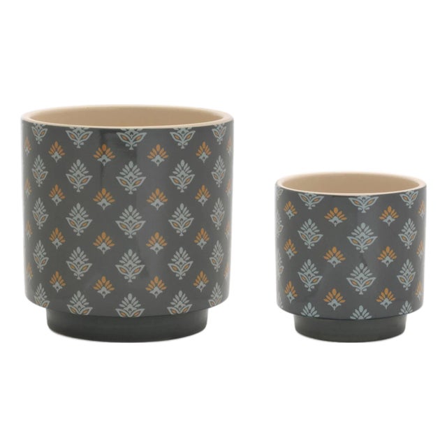 Mini Floral Pattern Planter (Set of 2) For Sale