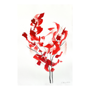 Autumn Tree 6 - Original Expressionist Tree Landscape Ink Painting on French Linen Paper by Bettina Mauel