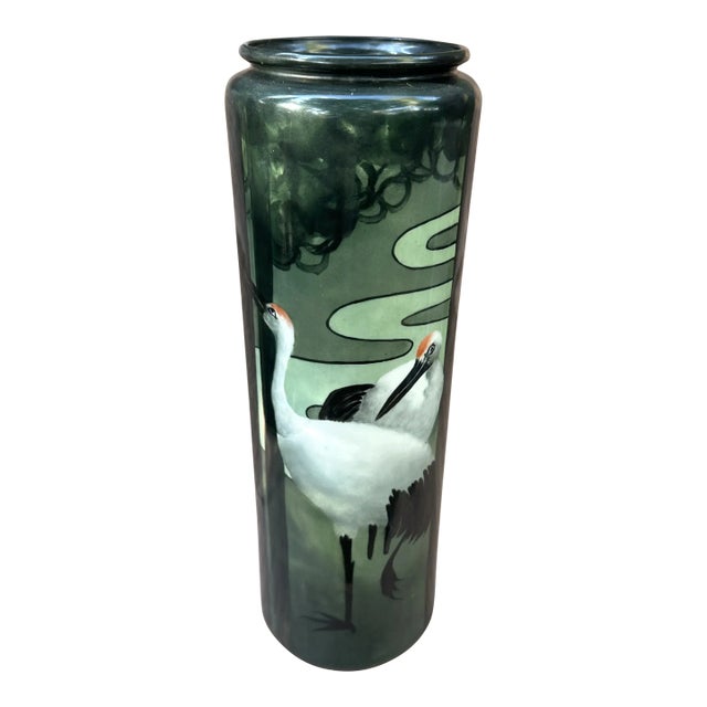 1930s Art Deco Willets Belleek Stork Vase For Sale