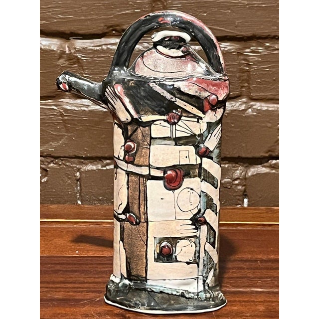 Late 20th CenturyGerry Wallace Signed Ceramic Teapot Sculpture Whimsical Art Pottery For Sale - Image 4 of 8