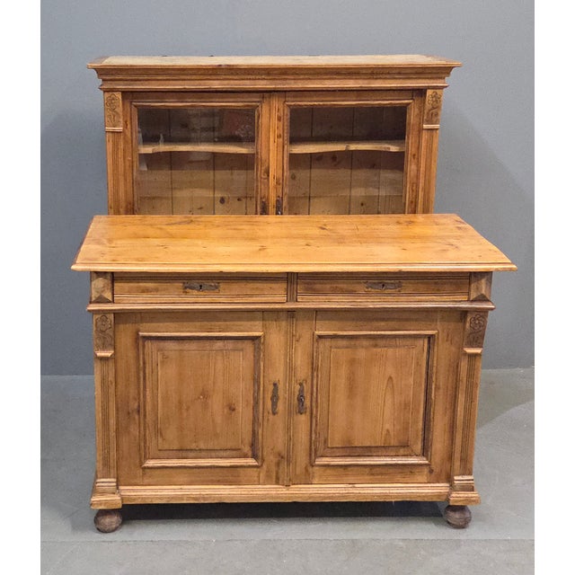 Antique French Provincial Pine Stepback China Cabinet Sideboard Hutch For Sale - Image 18 of 18